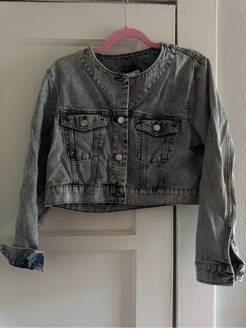 Monki Washed Denim Jacket - Casual Crop Style